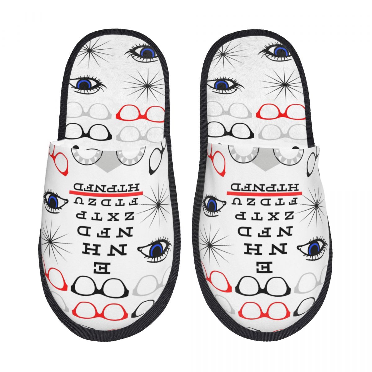 Shoes Women Chart - Individuell bedruckte Damen-Hausschuhe mit Snellen-Sehtest-Motiv, gemütliche,