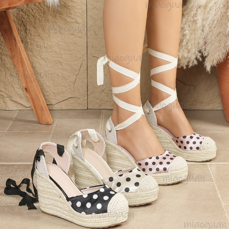 Ribbon Tie Heel - 2026 Neue Frühling-Sommer Damen Espadrille Keilsandalen