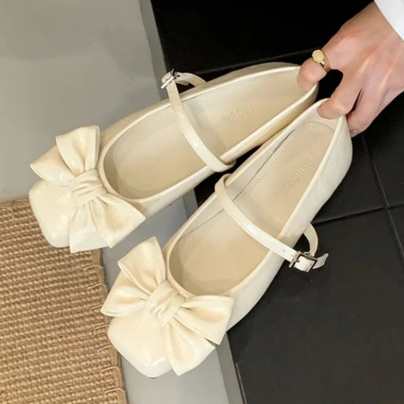 Women Shoes Elegant - Niedliche Damen-Pumps mit Schleife und quadratischer