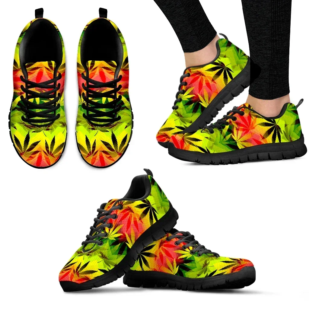 Women Shoes Luxury Brand - Luxus-Marken-Sneaker mit Hanfblätter-Design für Damen, Regenbogenfarben-Print,