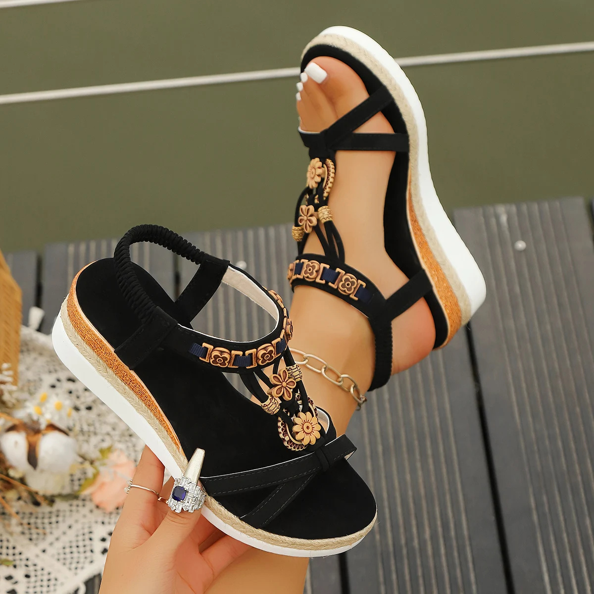 Gladiator Sandal Women - Frauen Keil Sandalen Sommer 2024, Geflochtene