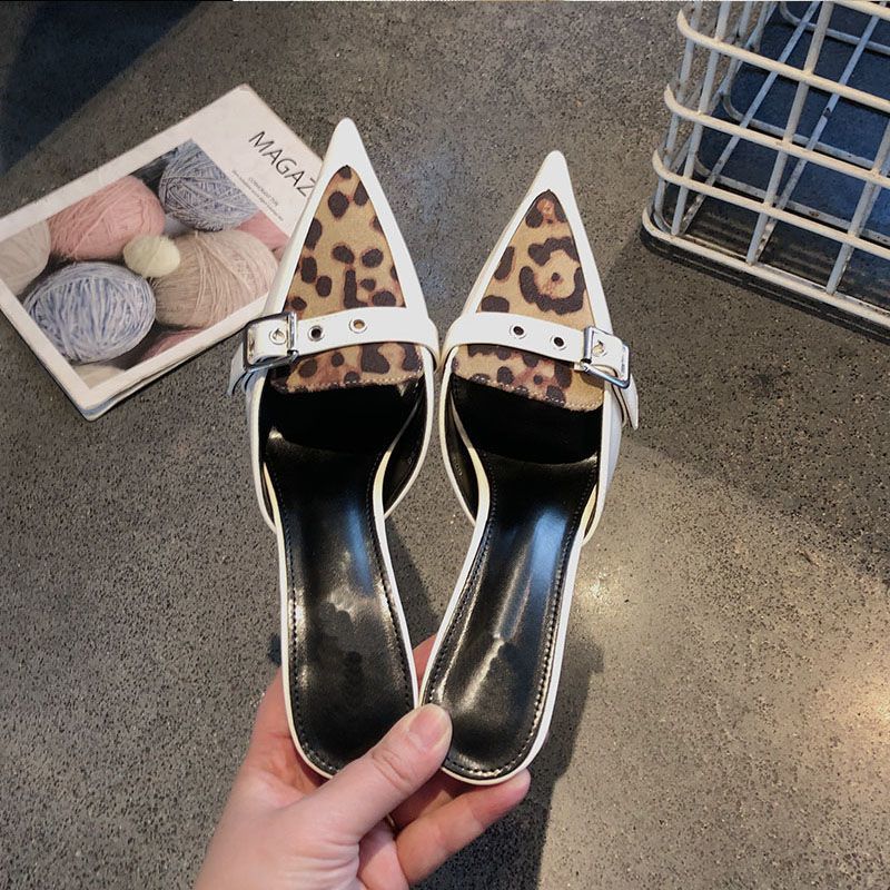 Leopard Print Heels - Frühling 2026 Damen Outdoor-Mules mit Leopardenmuster,