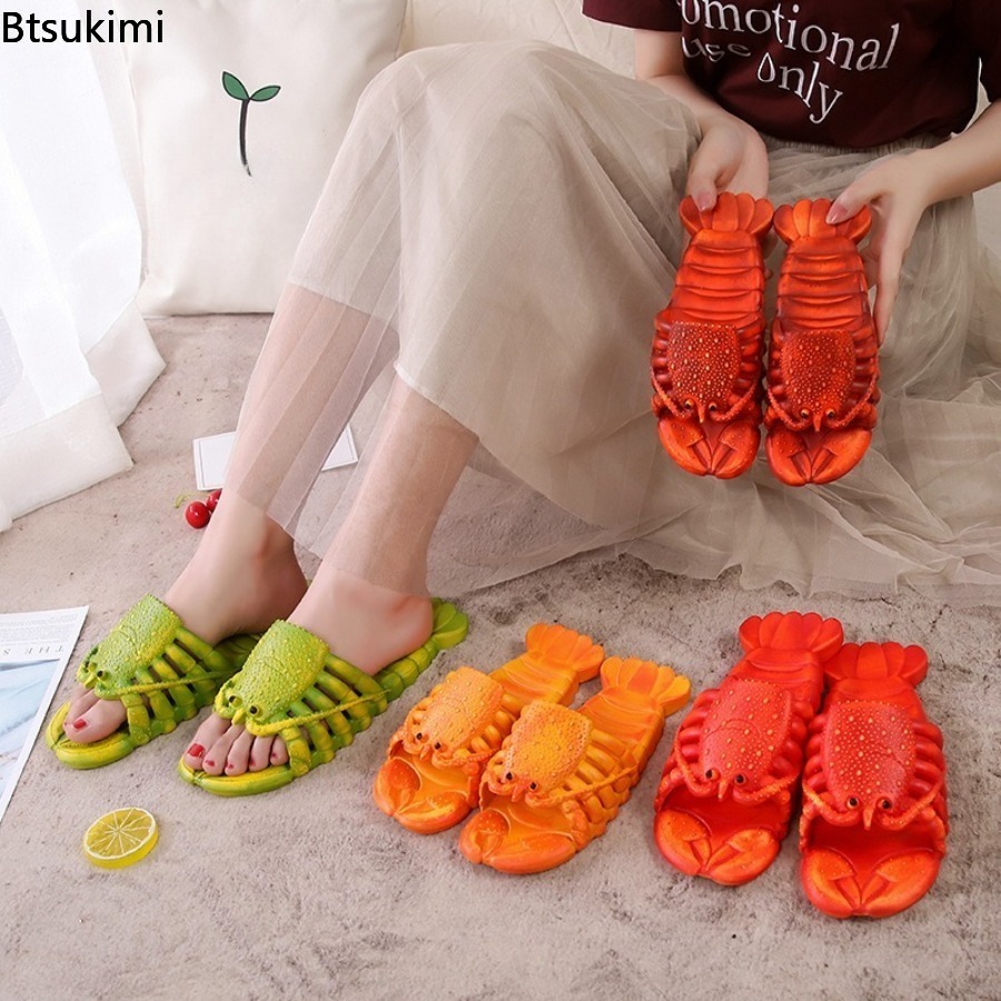 Women'S Shoes Non Slip - Neue 2026 Sommer-Spaß Cartoon-Hummer-Hausschuhe PVC Weiche