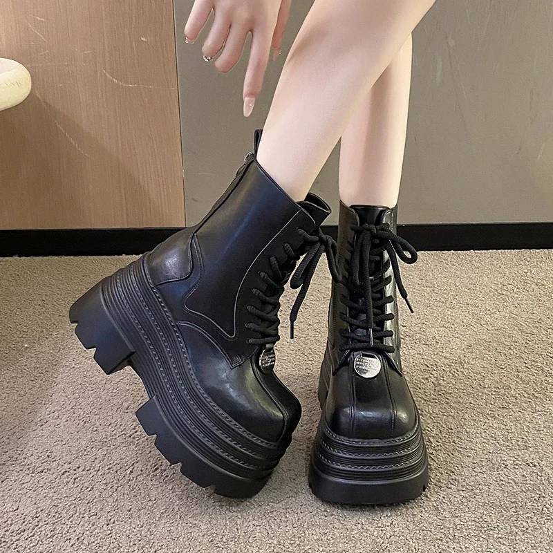 Women Shoes Luxury Brand - Frauen Stiefel Gothic Leder Frauen Stiefel
