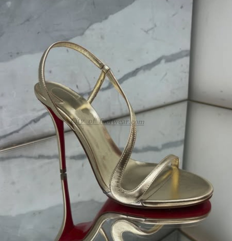 Gladiator Sandal Women - Sexy goldene Ledersandalen aus Metallic-Leder für