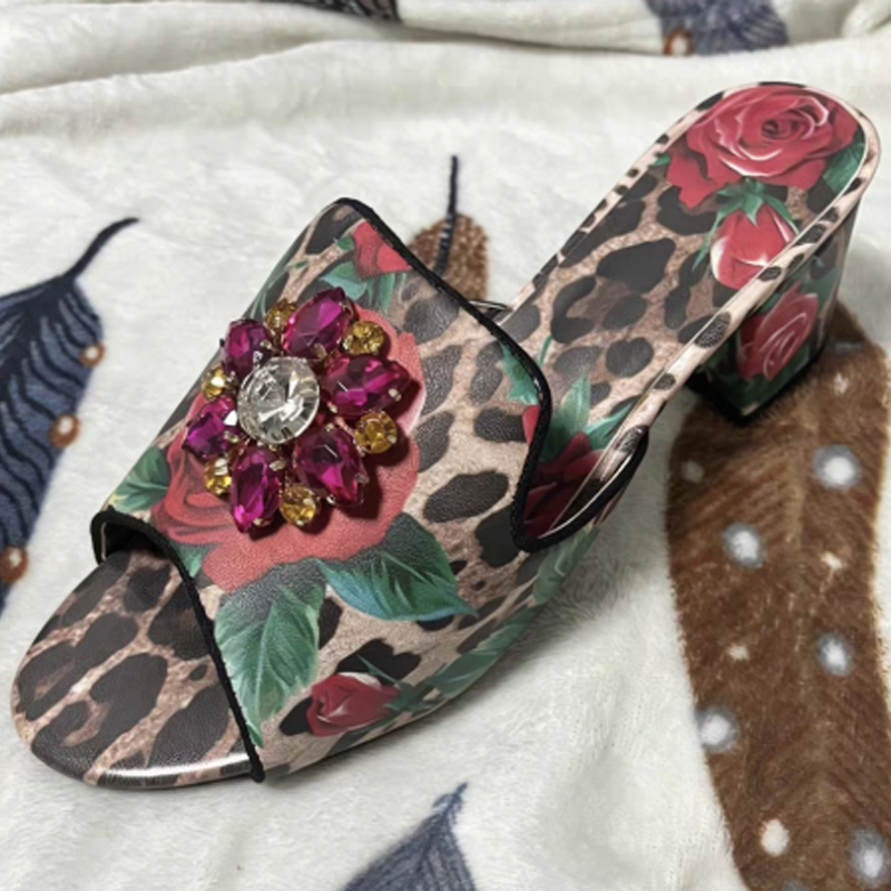 Leoparden-Rosen-Print Strass-B – Leopard Print Heels Bewertung und Preis