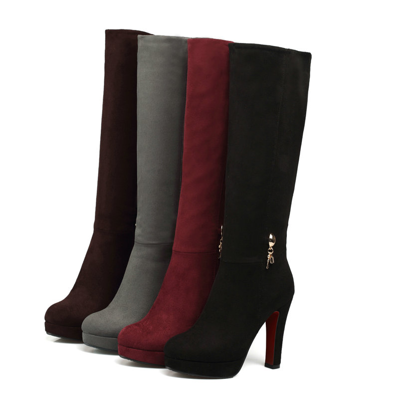 Kniehohe Stretch-Stiefel aus W – Women'S Shoes Burgundy Bewertung und Preis