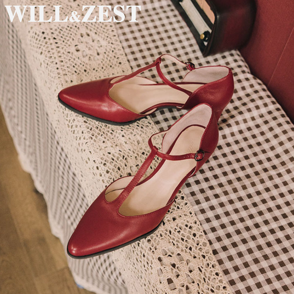 Will & Zest gelbe Pumps T-Riem – Women'S Shoes Burgundy Bewertung und Preis